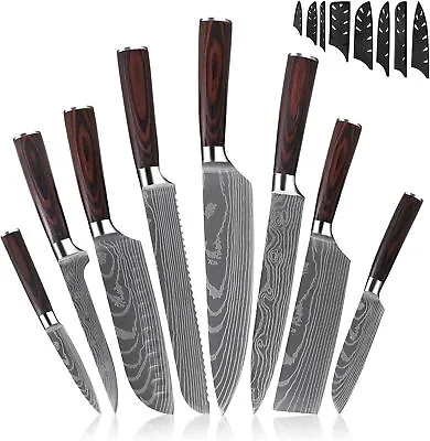 Japanes Kitchen Knife Set Damascus Slty Sharp Chef Knife Cleaver Stainless Steel • $25.98