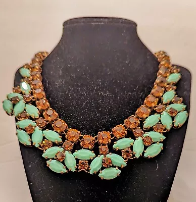 J Crew Necklace Gorgeous Mint Green And Golden Brown Statement Necklace • $60