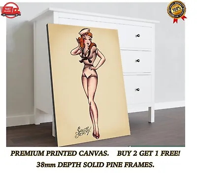 Sailor Jerry Tattoo Navy Pin Up Large CANVAS Art Print Gift A0 A1 A2 A3 A4 • £33.60