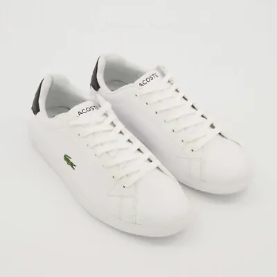 £34.99 • Buy Lacoste White Graduate Grained Leather Trainers Size UK 9.5