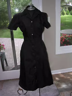 #A Vintage 1950's Nylon Waitress Diner Bob Evans Black Uniform Dress S/M • $25