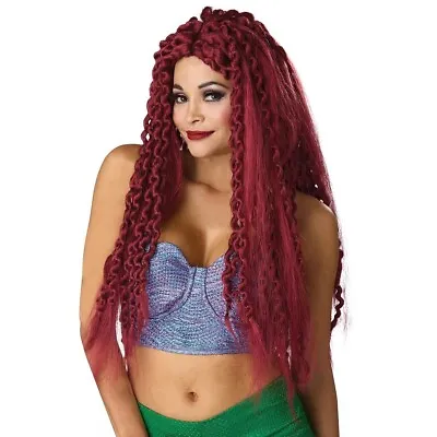 Adult Little Mermaid Siren Curly Red Wig Womens Halloween Costume Accessory • $20.99