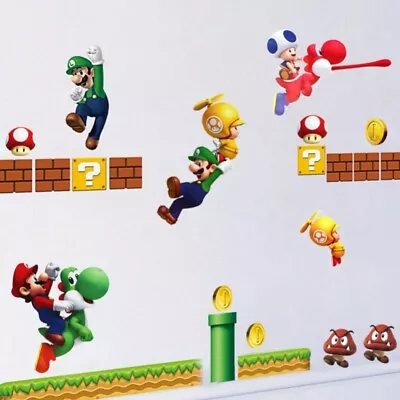 Super Mario Bros Retro Scene Wall Stickers Decal Kids Decor Art Mural • $15