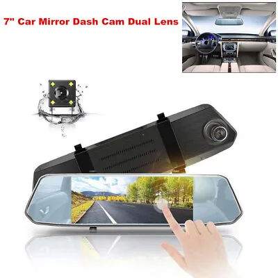 7  Touch Screen 1080P Car Dual Lens Dash Cam DVR Rear View Mirror Video Camera • $73.79