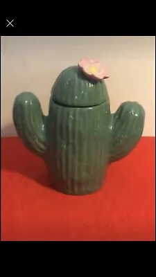 Vintage Pink Flowering Cactus Ceramic Treasure Craft Southwestern Cookie Jar • $74.99