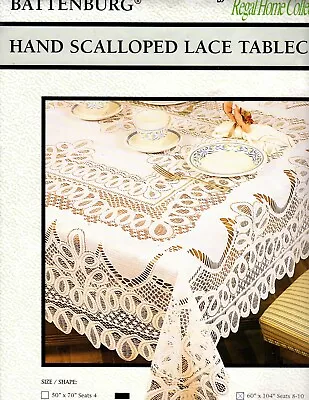 Hand Scalloped Lace Tablecloth In Unopened Pack. New Regal Coll. 60  By 104  • $8