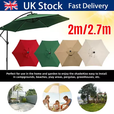 Replacement Fabric Parasol Garden Umbrella Canopy 2m2.7m Cover 6 Arm Sun Protect • £17.95