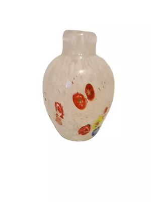 Murano Millefiore Decorated Petite Bud Vase Colorful Green Yellow White Blue Red • $28.79