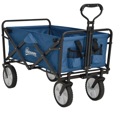 £71.99 • Buy Outsunny Folding Outdoor Storage Trolley Cart Bag Telescopic Handle Brakes Green