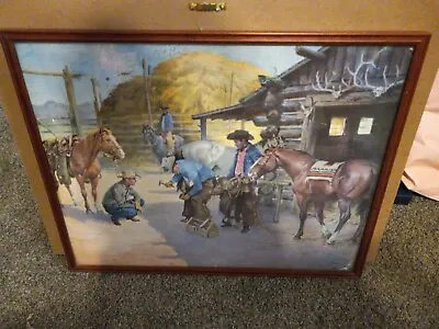 Charlie Dye - Shoeing A Horse Framed Western Print - 21  X 16  Original Photo  • £38