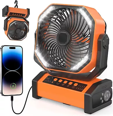 Camping Fan With LED Lantern 20000mAh Rechargeable Battery Operated Outdoor • $99.99