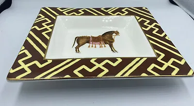 Horse Plate Trinket Dish Brown With Pink Saddle Ceramic C. Wonder Equestrian • $14