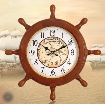 Maple Leaf Clocks Wooden Ship Wheel Quartz Wall Clock 23  Model #9018 • $114.86