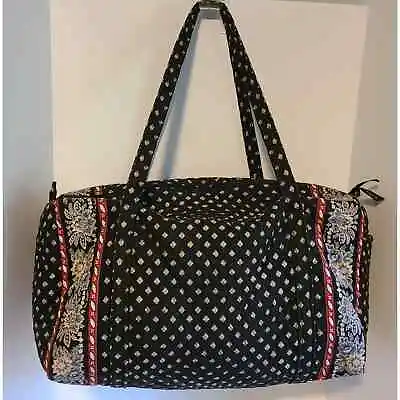 VINT Vera Bradley CLASSIC BLACK PATTERN Large Traveler Duffel Bag RETIRED 2002 • $49.99