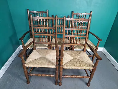 An Antique Style Oak High Quality Farmhouse Rattan Dining Chars ~Delivery Availa • £175