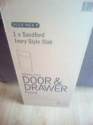 1 X B & Q Door Pack P  Sandford Ivory Slab Kitchen Cabinet Door & Draw 400x715mm • £19