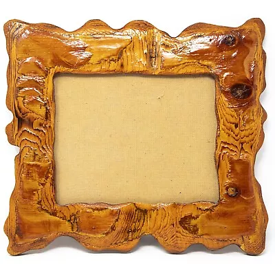 Vintage Folk Art Rustic Hand Carved Wood Picture Mirror Frame 9.5  X 7.5  • $61.57