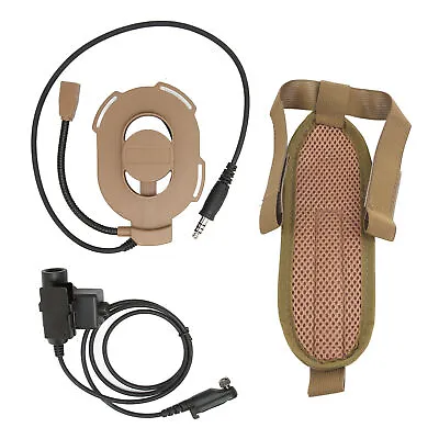 (Brown)Aeun Walkie Talkie Headset Military Unilateral Headset Cold Resistant • £28.34