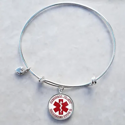 Choose Medical Alert Message Sterling Silver Expandable Wire Bangle Bracelet • $56.50