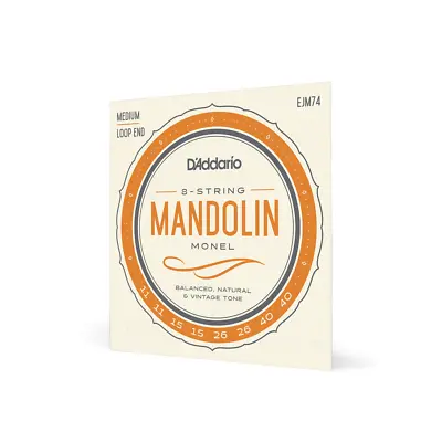 EJM74 D'addario Monel Mandolin String Set - Medium 11-40 • $11.99