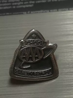 AAA School Safety Patrol Badge Award Silver Triangular Shaped Pin • $11.99