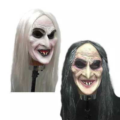 Halloween Mask Long Hair Witch Full Face Scary Latex Mask Costume Dress Up • $27.43