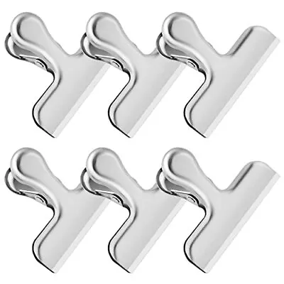 6 Pack Silver Bag Clips For Food Packages Stainless Steel Heavy Duty Kitchen NEW • $8.06
