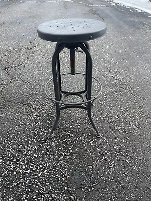 1940s Industrial Vintage UHL STEEL Toledo Metal Bar DRAFTING Chair Stool USA • $249.75