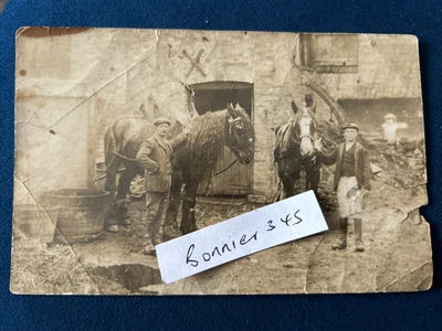 £9 • Buy 2x SHIRE HORSE Working Horses Young Lad Looking On Location Not Known
