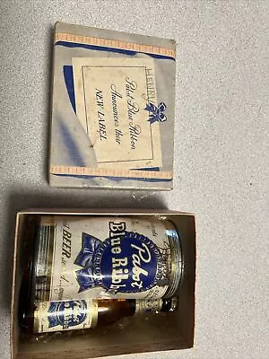 Pabst Blue Ribbon Beer Bottle & Can Coin Bank Set NEW LABEL W Box 1950s • $10