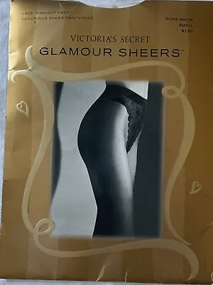 VICTORIA’S SECRET Glamour Sheers  PANTYHOSE Lace High Cut PantyPure White Small • $13.53