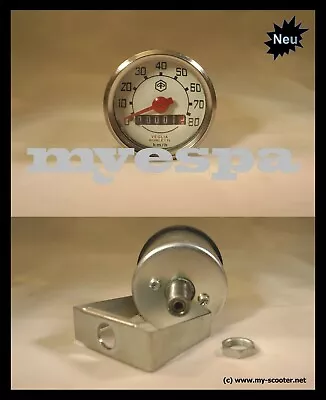 Vespa Piaggio Vigil Speedometer Round Speedo Speedometer 80 Km/h V50 N L R Special Hello • $40.03