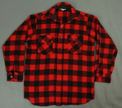 Vintage Arctic Wool Blend Shirt Jacket Buffalo Plaid Red Men's 15.5 • $24.95