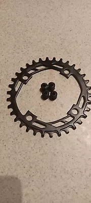 Chainring Heavy Duty Steel 34T Black 3/32” 104BCD 4 Hole With Bolts EBike BMX • $29.59