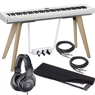 Casio Privia PX-S7000 Keyboard White Cover A-T ATH-M30X Headphones Cables • $2499