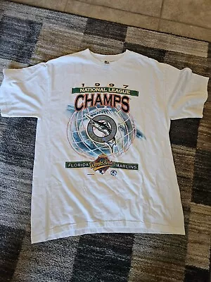 Vintage 1997 Florida Marlins Baseball World Champions 97 Starter T-shirt Large • $19.99