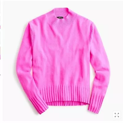 $138 NWT J CREW Neon Berry Cashmere Mockneck Sweater GORGEOUS COLOR! Pink XS • $85