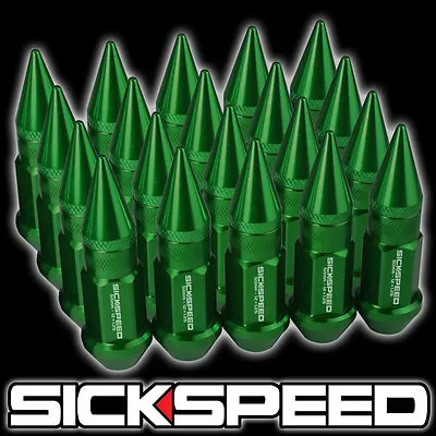 Sickspeed 20 Pc Green Spiked Aluminum 50mm Lug Nuts For Wheels/rim 12x1.25 L12 • $60.25