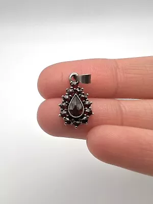 Vintage 925 Sterling Silver Bohemian Garnet Pendant  • $35