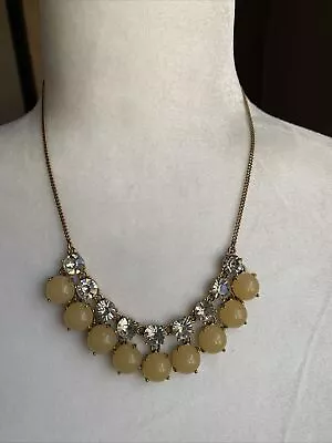 J. Crew Gold-Tone Chain Crystal Stone Bubble Designer Statement 9.5” Drop • $14