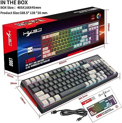 Wireless Gaming Keyboard RGB Backlit 96 Keys Mechanical Feel Keypad For PS4 PS5 • $38.60