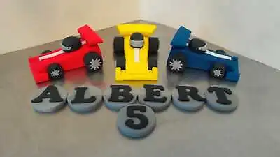 Handmade Edible Fondant Racing Car X3 - Birthday Cake Topper Decoration • £25