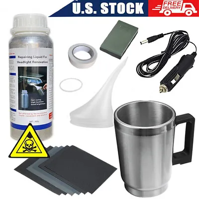 Headlight Restoration Kit Headlamp Polymer Repair Kit+Lens Atomizing Cup Polish • $23.98