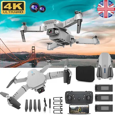 2024 Drone RC Drones Pro 4K HD Dual Camera GPS WIFI FPV Quadcopter Foldable Bag • £19.95