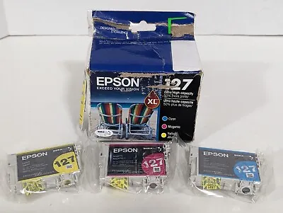 Epson 127XL Color 3 Pack Cyan Magenta Yellow Extra High Capacity Ink Cartridges • $24.99