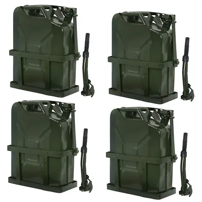 4x 5 Gallons 20L Jerry Can Gas Gasoline Metal Steel Tank Holder Emergency Backup • $172.58