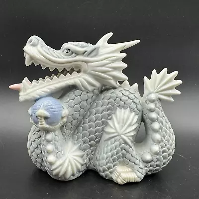 Vintage Signed YOSHIMI K Japanese Foo Dragon Porcelain Figurine Sphere JAPAN • $44.95