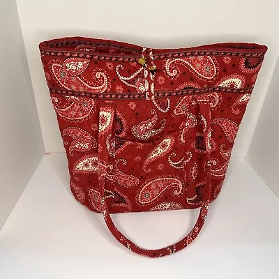 Vera Bradley  Mesa Red  Paisley Print Grand Tote/Book Bag 14x14x7 • $27.99