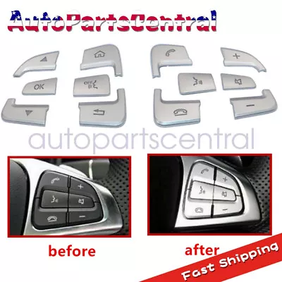 Steering Wheel Button Silver Trim Fit For Mercedes Benz A B C CLASS GLC CLA CLS • $14.59