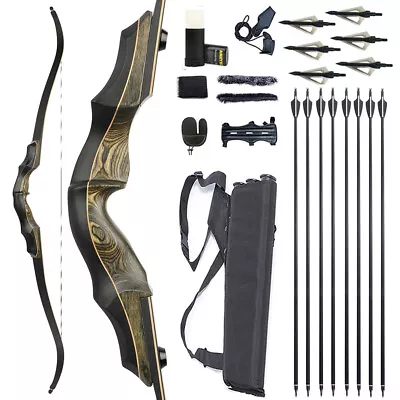 62  Takedown Recurve Bow 20-60lbs Limbs Archery American Hunting Shooting • $162.61